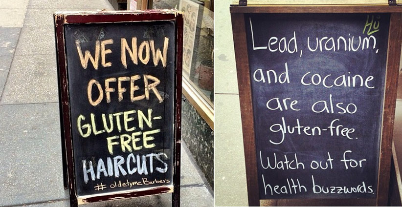 restaurant making fun of gluten free