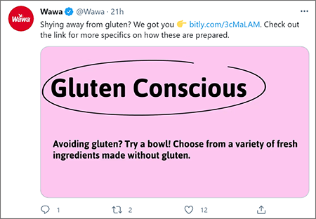 wawa gluten conscious