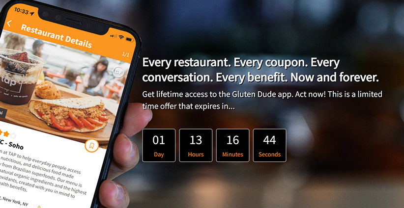 lifetime subscription gluten dude app